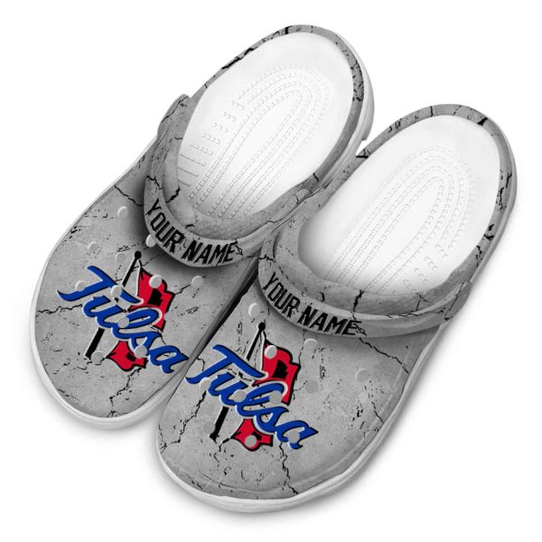 customized tulsa golden hurricane cracked texture clog latest model
