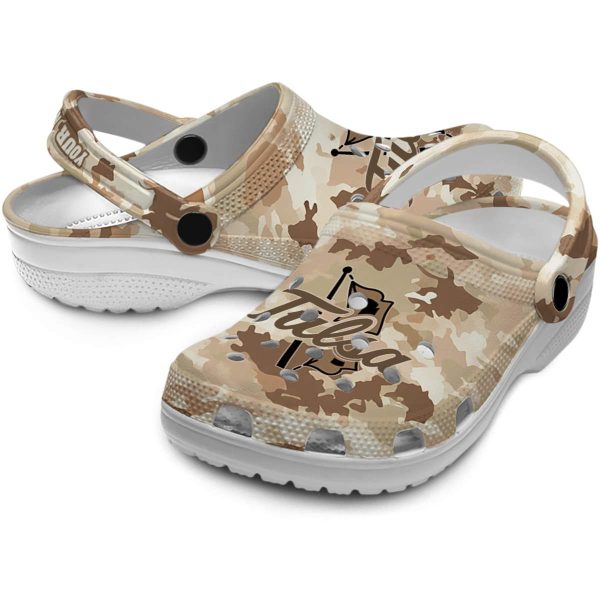 customized tulsa golden hurricane desert camo clog high quality