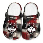 customized uconn huskies plaid fusion clog best selling