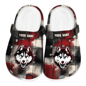 customized uconn huskies plaid fusion clog best selling