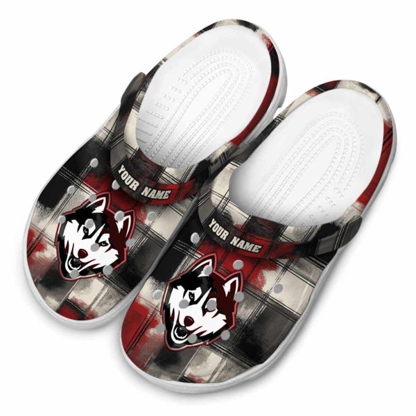 customized uconn huskies plaid fusion clog latest model