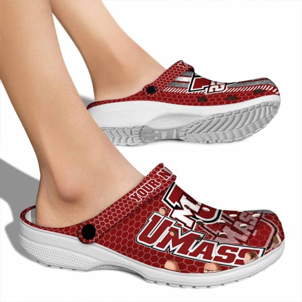 customized umass minutemen contrasting stripes clog fashion forward