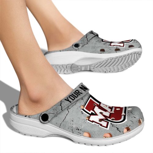 customized umass minutemen cracked texture clog fashion forward