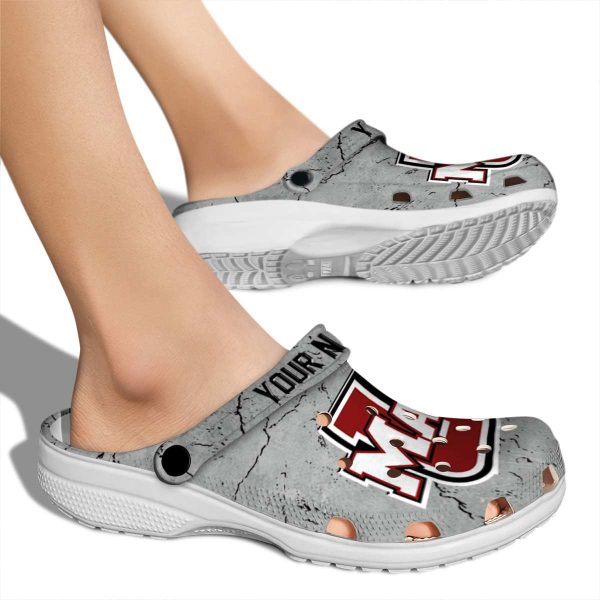 customized umass minutemen cracked texture clog fashion forward