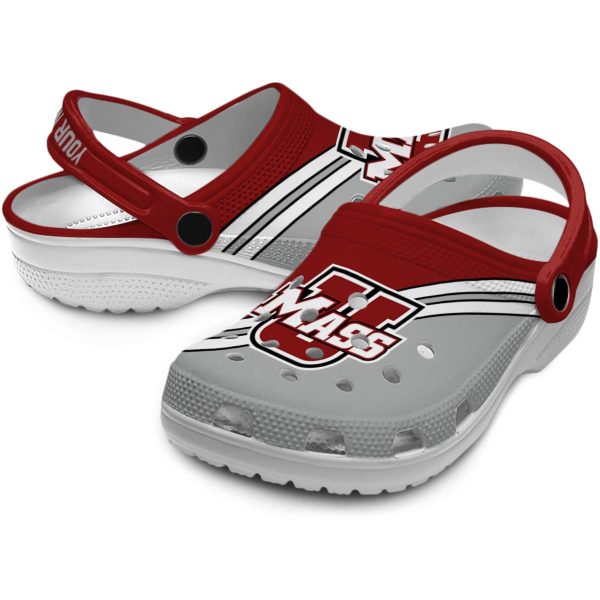 customized umass minutemen striped accents clog high quality