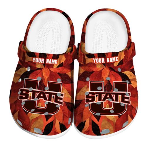customized utah state aggies autumn leaves clog best selling