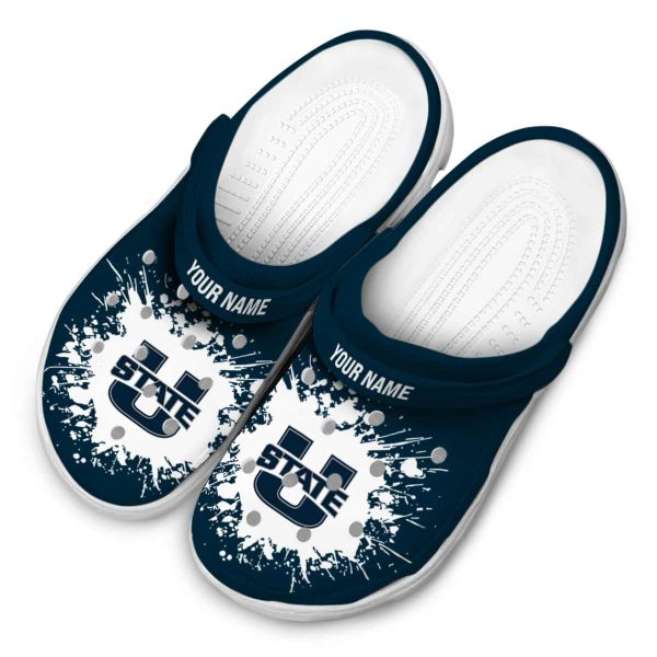 customized utah state aggies splatter background clog latest model