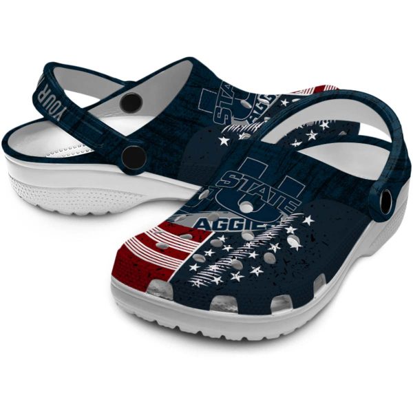 customized utah state aggies star spangled side pattern clog high quality