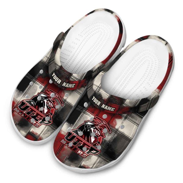 customized utep miners plaid fusion clog latest model