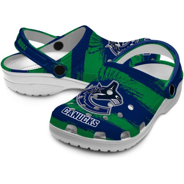 customized vancouver canucks paint splatter graphics clog high quality