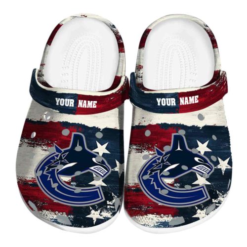 customized vancouver canucks patriotic stripes clog best selling
