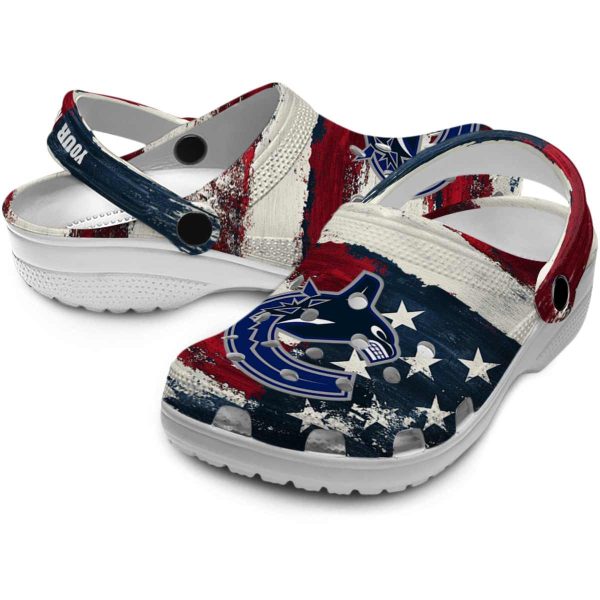 customized vancouver canucks patriotic stripes clog high quality
