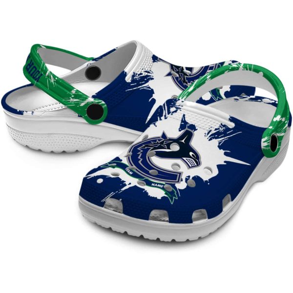 customized vancouver canucks splatter pattern clog high quality