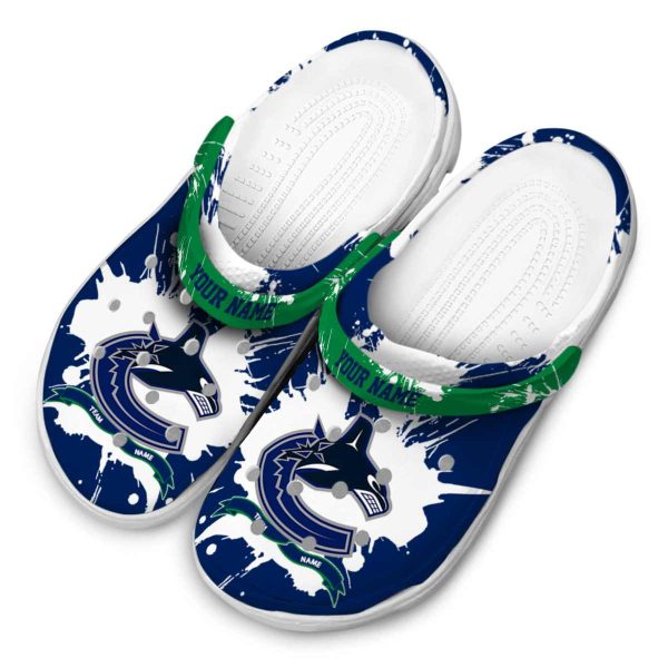 customized vancouver canucks splatter pattern clog latest model