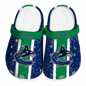 customized vancouver canucks vertical stripes clog best selling