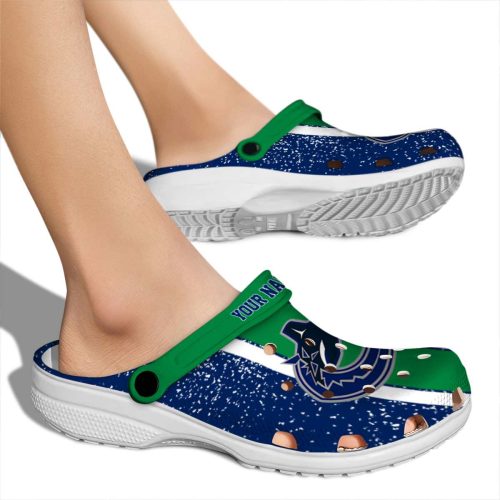 customized vancouver canucks vertical stripes clog fashion forward