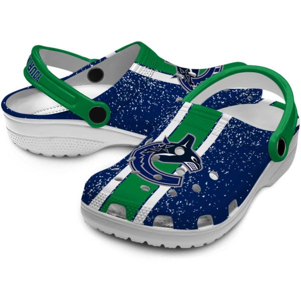 customized vancouver canucks vertical stripes clog high quality