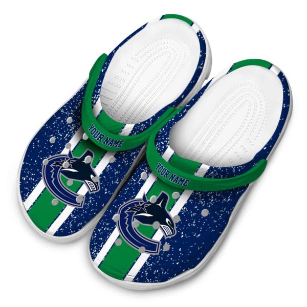 customized vancouver canucks vertical stripes clog latest model