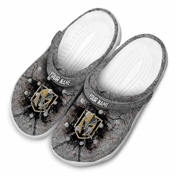 customized vegas golden knights cracked ground texture clog latest model