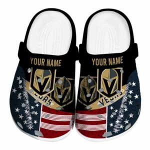 customized vegas golden knights star spangled side pattern clog best selling