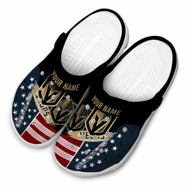 customized vegas golden knights star spangled side pattern clog latest model