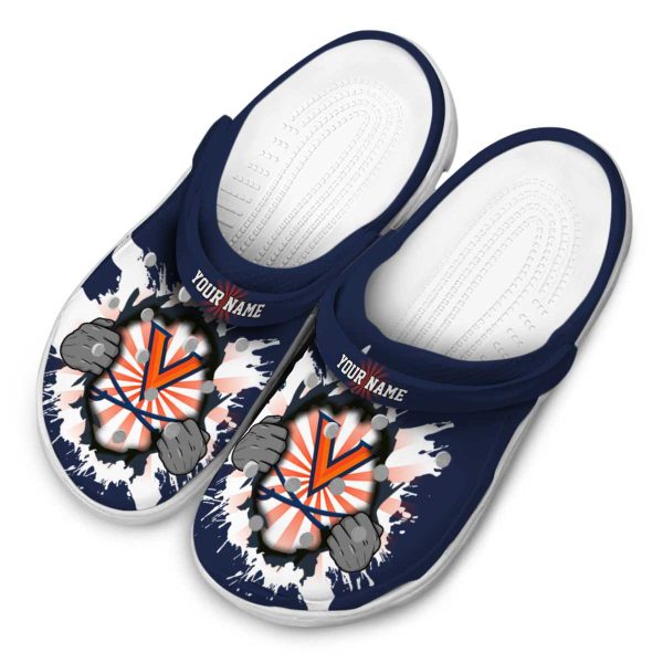 customized virginia cavaliers gripping hand clog latest model