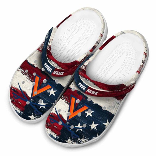 customized virginia cavaliers patriotic stripes clog latest model