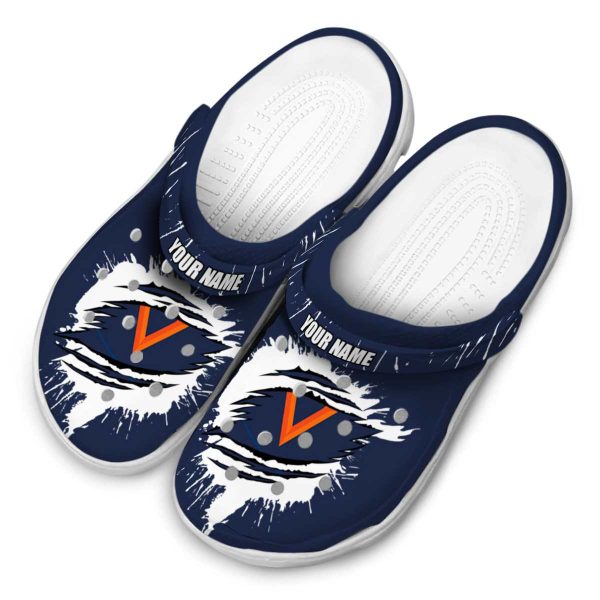 customized virginia cavaliers splash motif background clog latest model