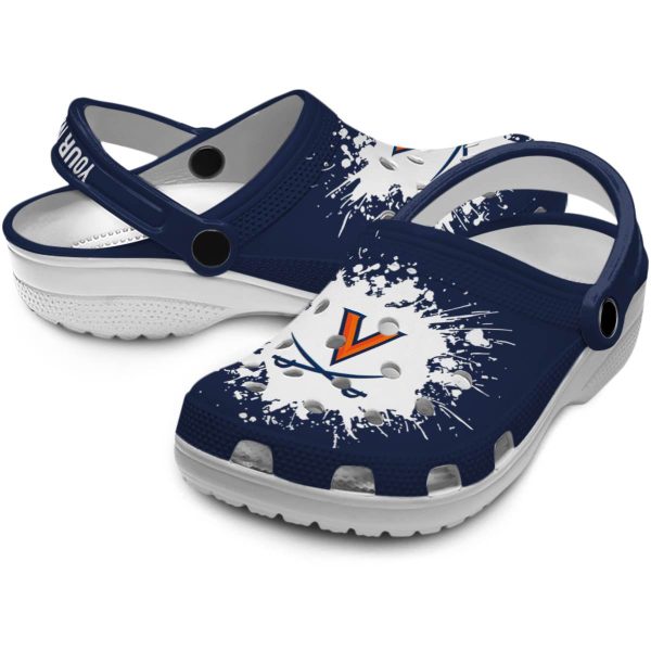 customized virginia cavaliers splatter background clog high quality