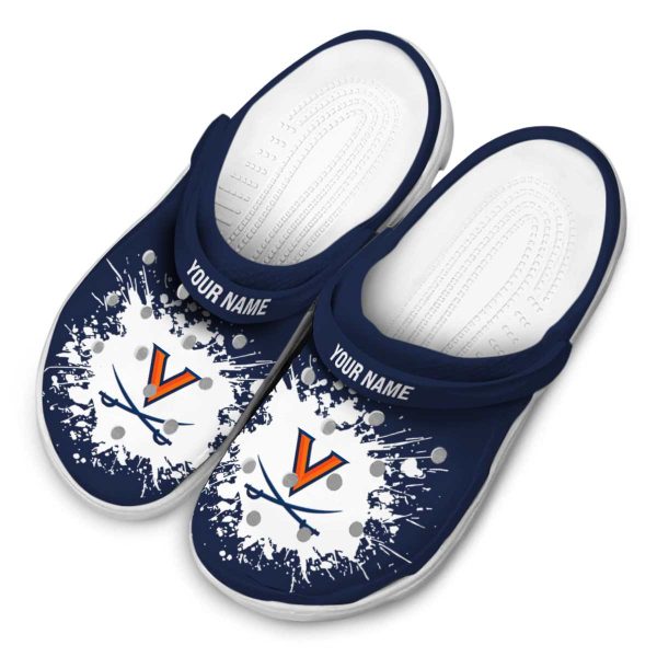 customized virginia cavaliers splatter background clog latest model