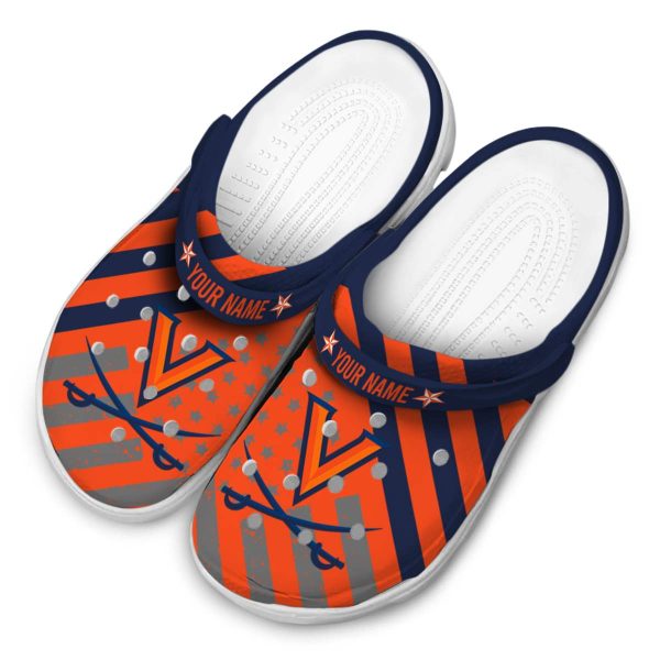 customized virginia cavaliers star spangled graphic clog latest model