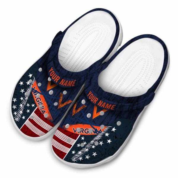 customized virginia cavaliers star spangled side pattern clog latest model