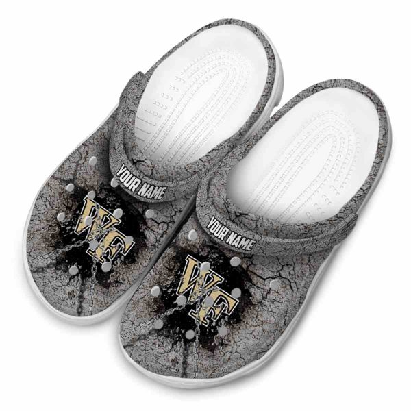 customized wake forest demon deacons cracked ground texture clog latest model