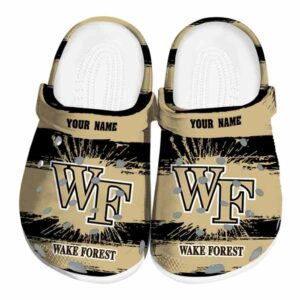 customized wake forest demon deacons paint splatter graphics clog best selling