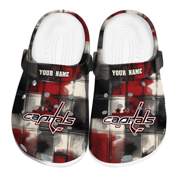 customized washington capitals plaid fusion clog best selling