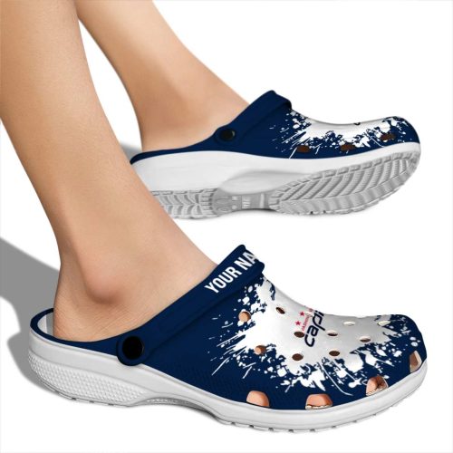 customized washington capitals splatter background clog fashion forward