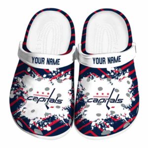 customized washington capitals zigzag paint burst clog best selling