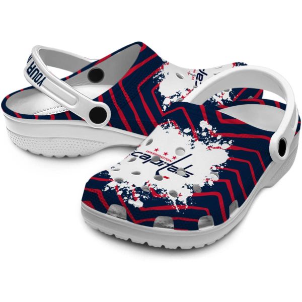 customized washington capitals zigzag paint burst clog high quality