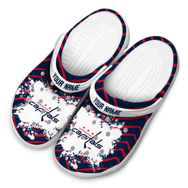 customized washington capitals zigzag paint burst clog latest model
