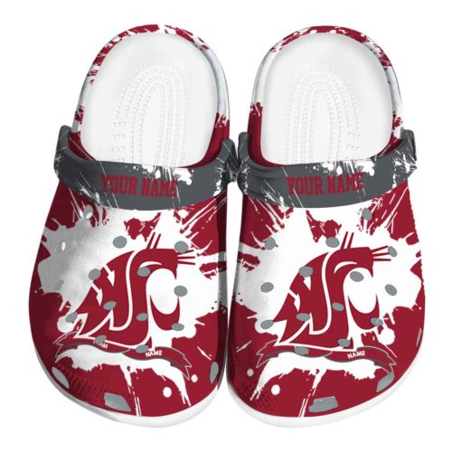 customized washington state cougars splatter pattern clog best selling