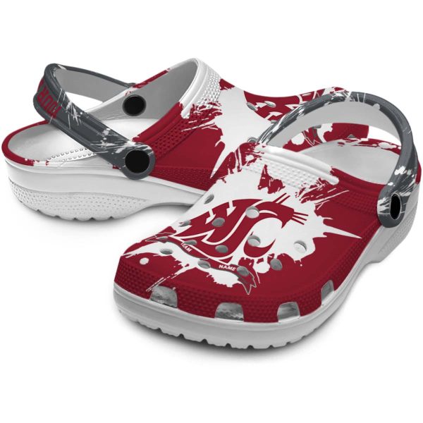 customized washington state cougars splatter pattern clog high quality