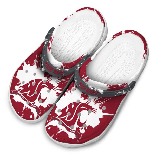customized washington state cougars splatter pattern clog latest model