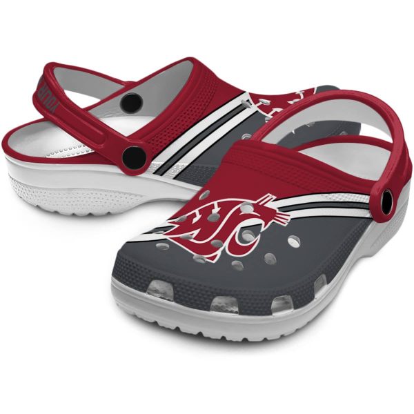customized washington state cougars striped accents clog high quality