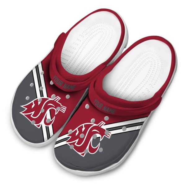 customized washington state cougars striped accents clog latest model