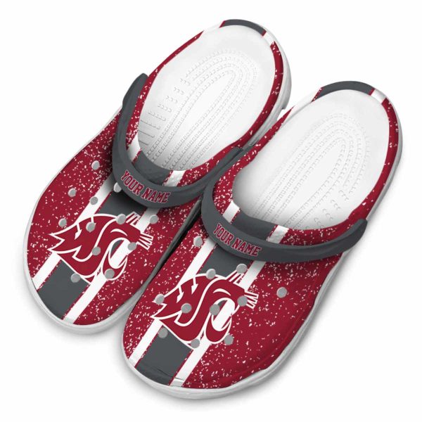 customized washington state cougars vertical stripes clog latest model
