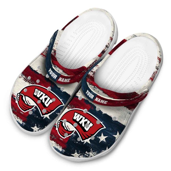 customized western kentucky hilltoppers patriotic stripes clog latest model