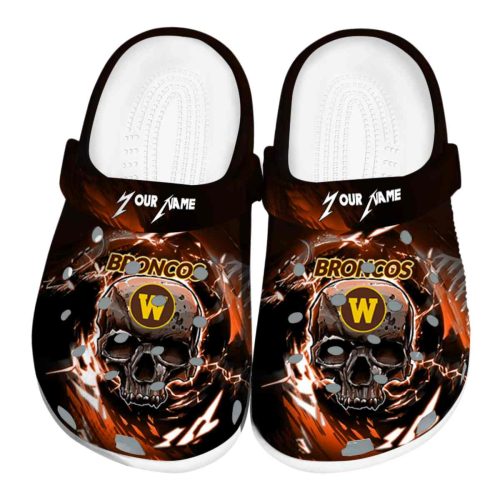 customized western michigan broncos gothic skull clog best selling