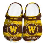customized western michigan broncos paint splatter graphics clog best selling