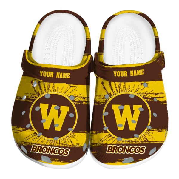 customized western michigan broncos paint splatter graphics clog best selling