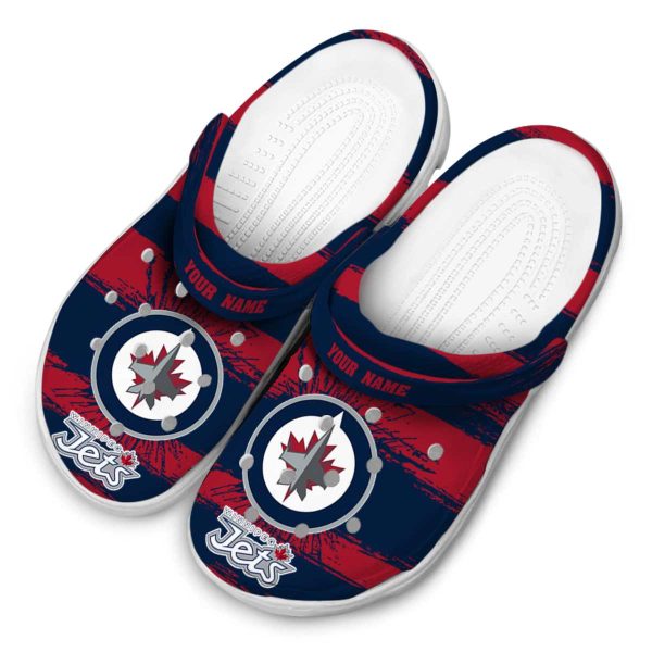 customized winnipeg jets paint splatter graphics clog latest model